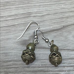 Antique Bronze and Silver Earrings